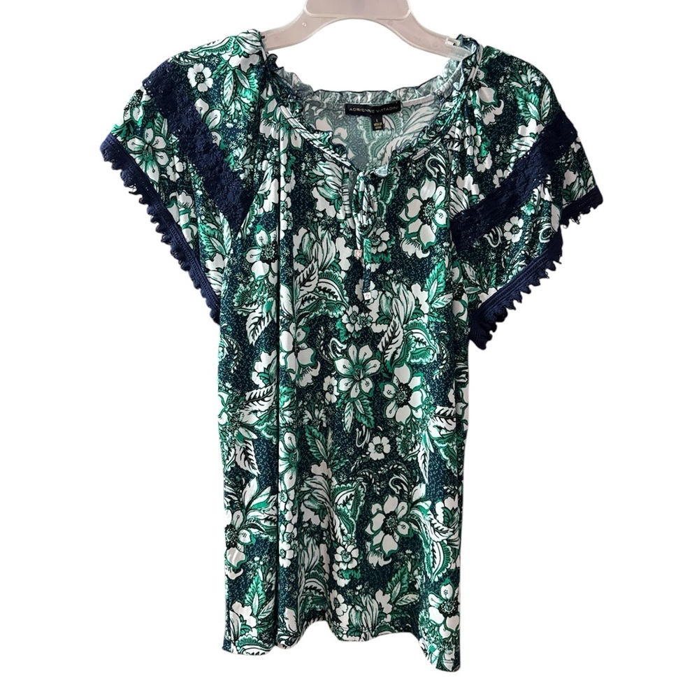 Adrienne Vittadini Floral Paisley Flutter Sleeve Top - Large